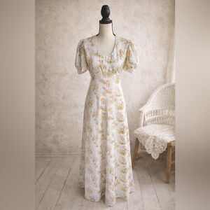 Holly Hobbie Handmade Dress | 70s–80s Vintage Fabric Cottagecore Prairie | S/M